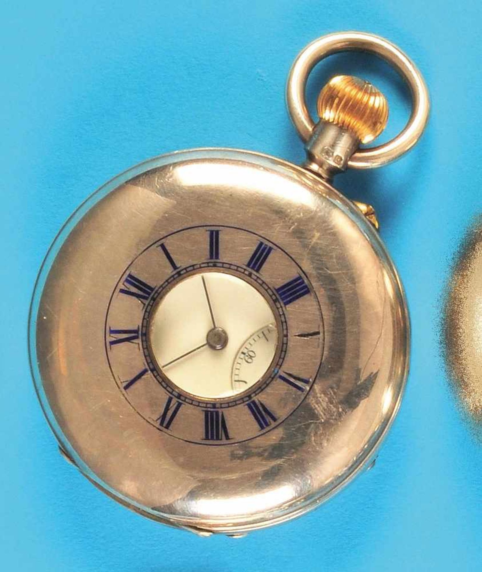 Silver pocket watch, with carousel movement Boniniksen, half savonetteSilbertaschenuhr mit - Bild 2 aus 2