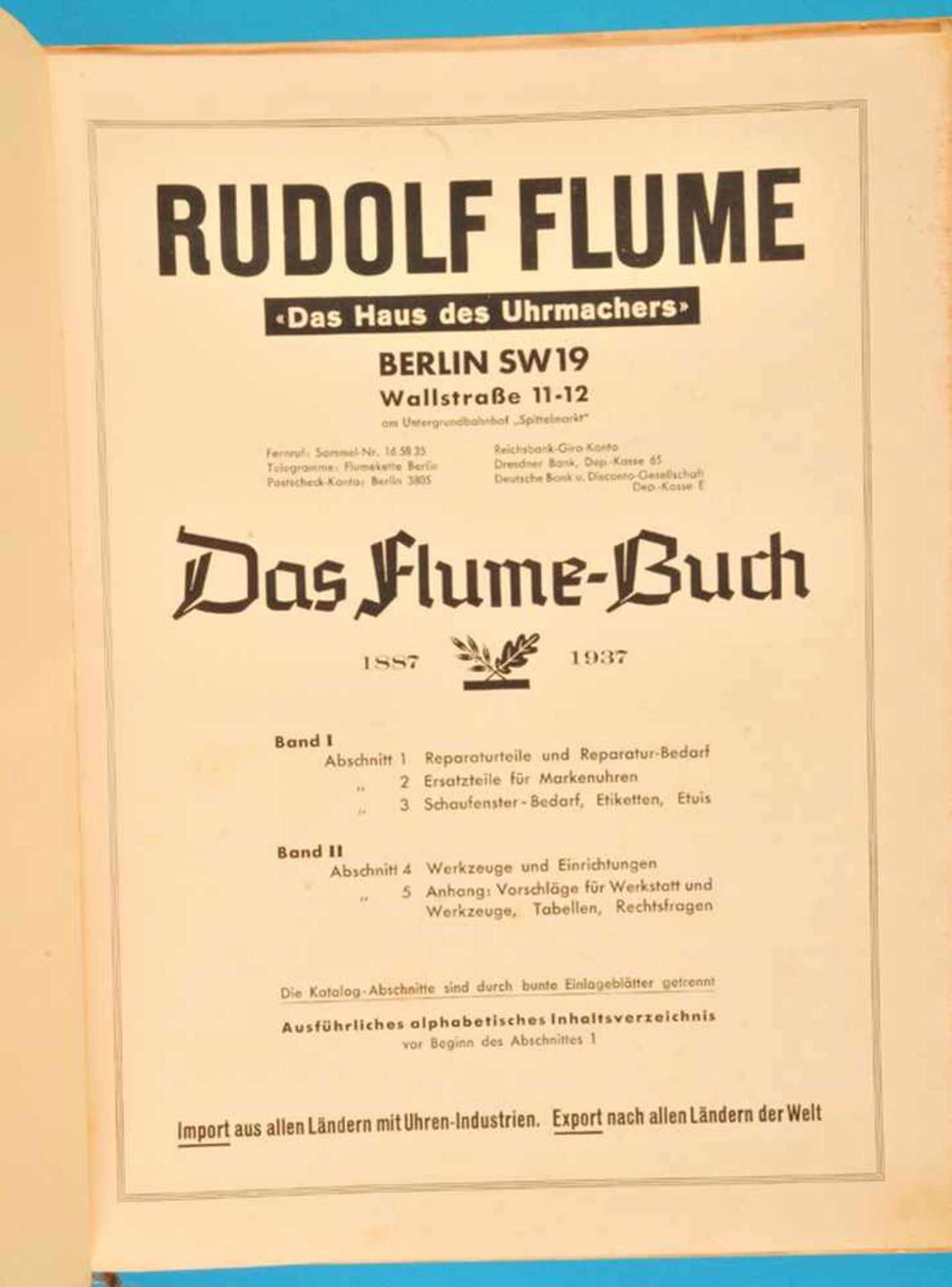 Rudolf Flume, Das Flume-Buch 1887-1937, Hauptkatalog von 1937 zum 50-jährigen Bestehen der Firma