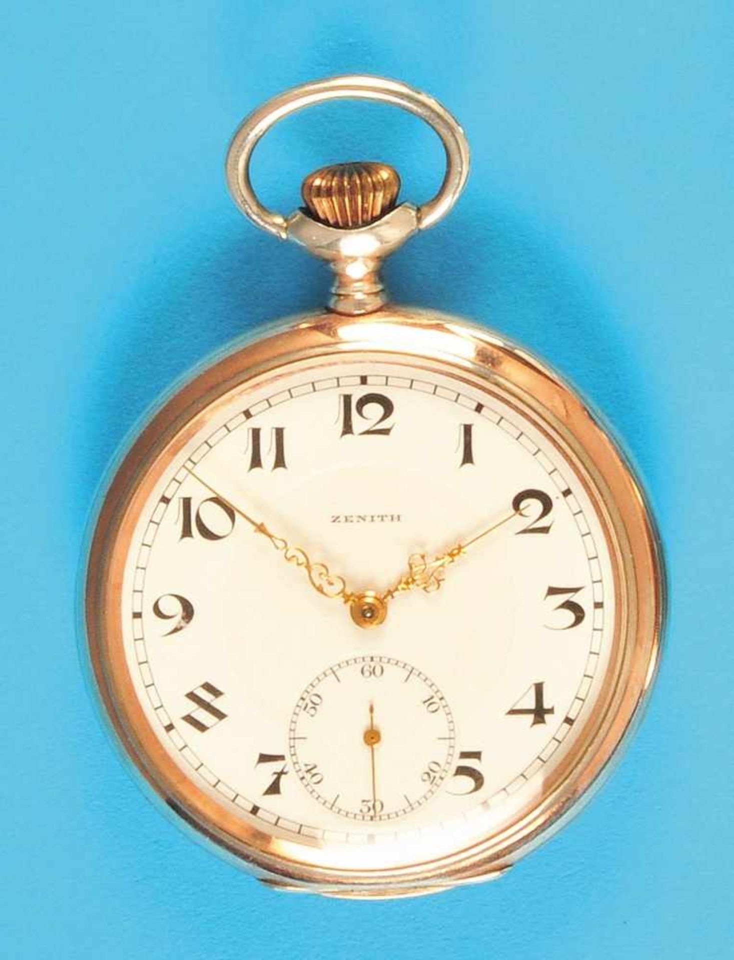 Zenith silver pocket watchZenith Silbertaschenuhr, glattes Gehäuse, Emailzifferblatt mit - Bild 2 aus 2