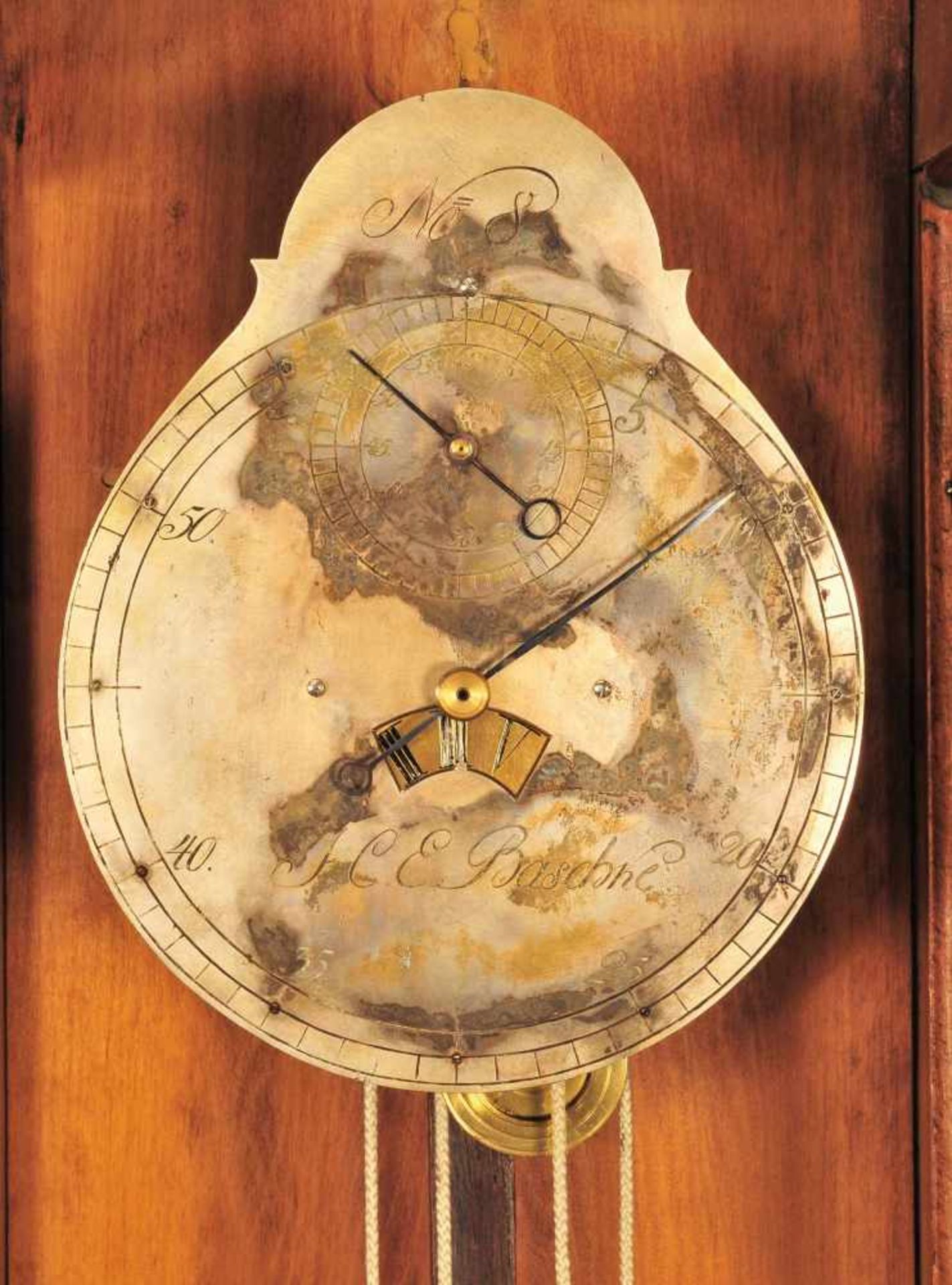 Precision pendulum lang case clock from Saxony mit cross-shape movement and Huygens'schem winding - Bild 4 aus 4
