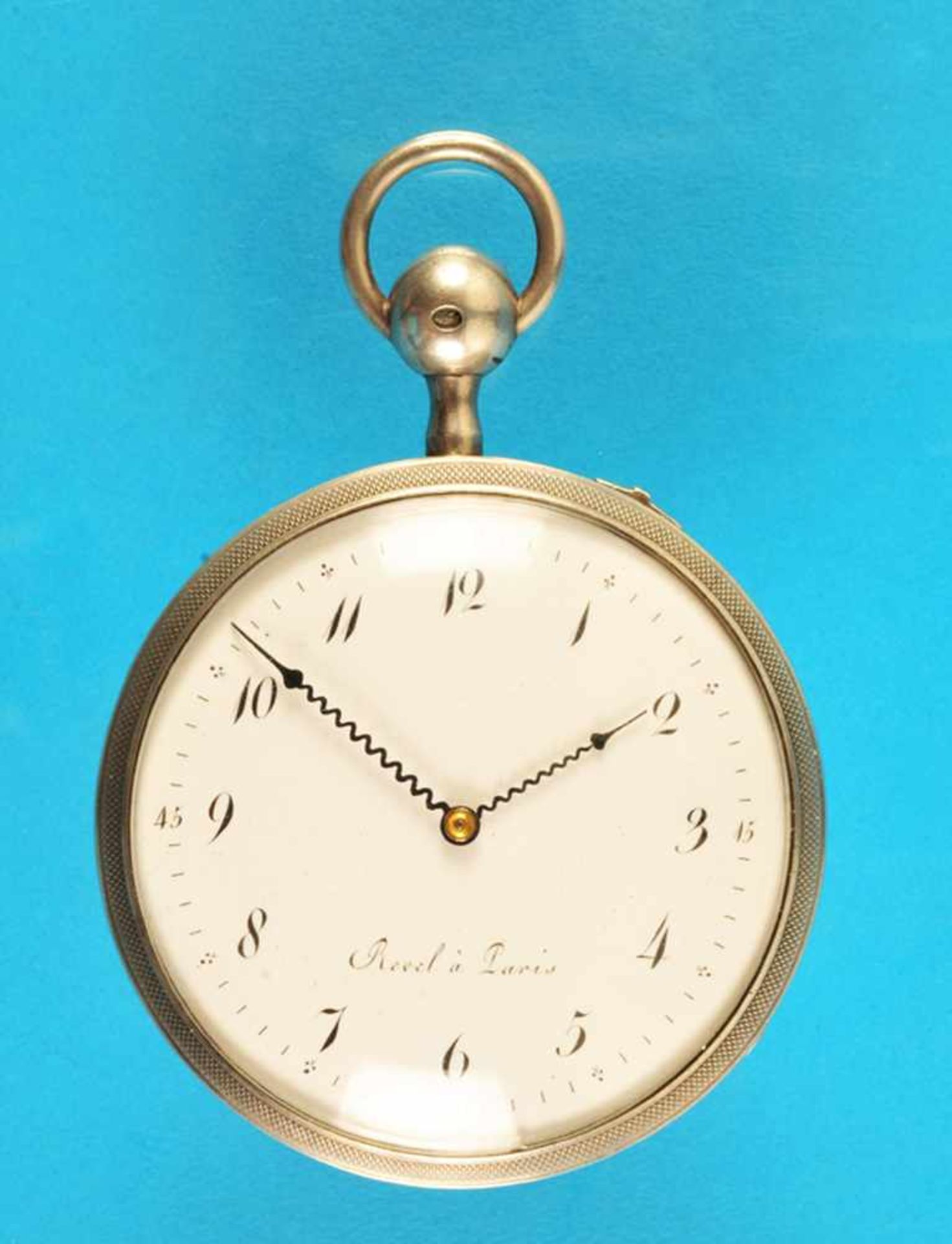 Silver pocket watch with cylinder escapement und quarter repetition, Revel á ParisSilbertaschenuhr