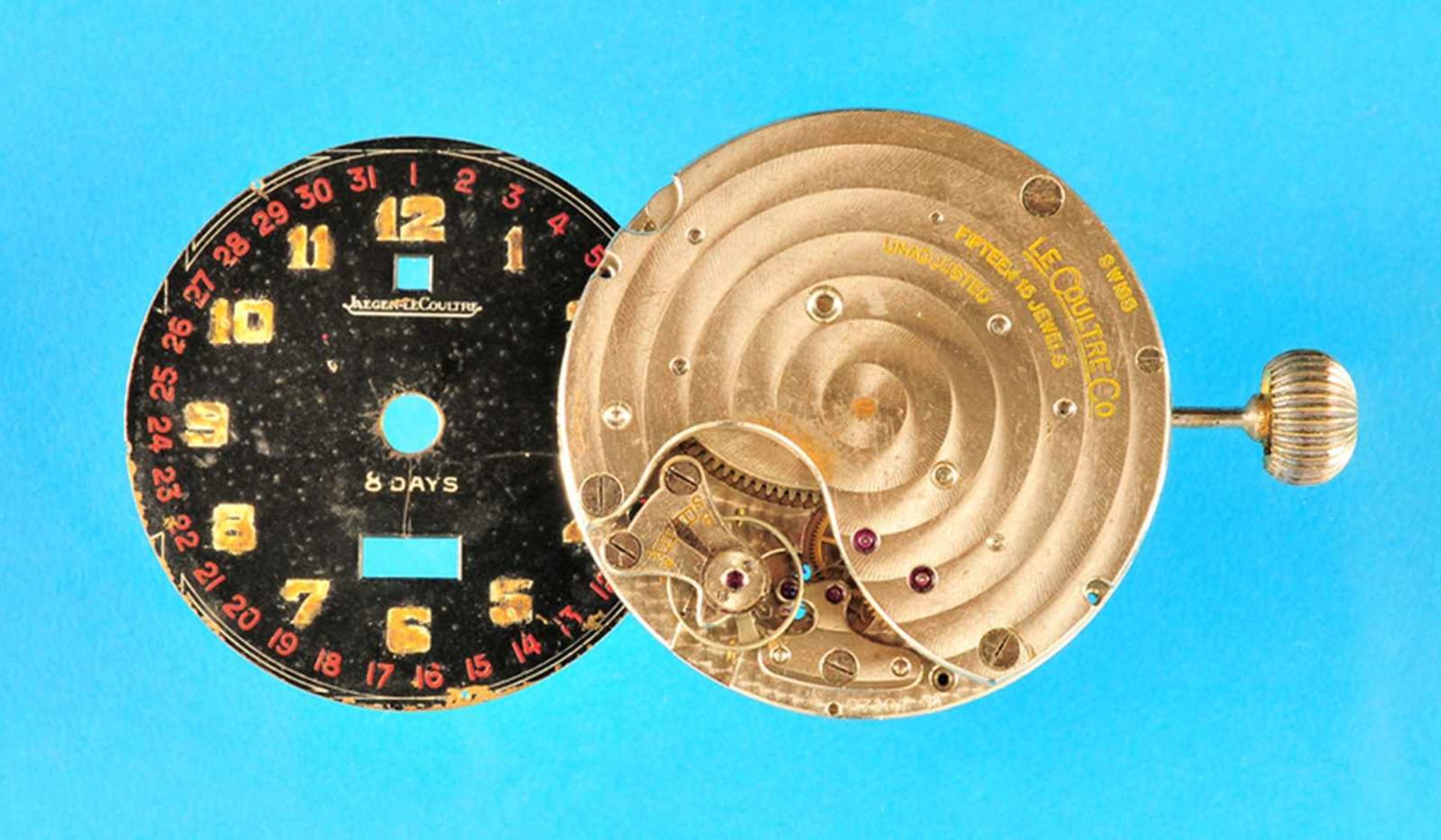 Pocket wtach movement with 8-diurnal cycle, Jaeger-LeCoultreTaschenuhrwerk mit 8-Tagegang, Jaeger-