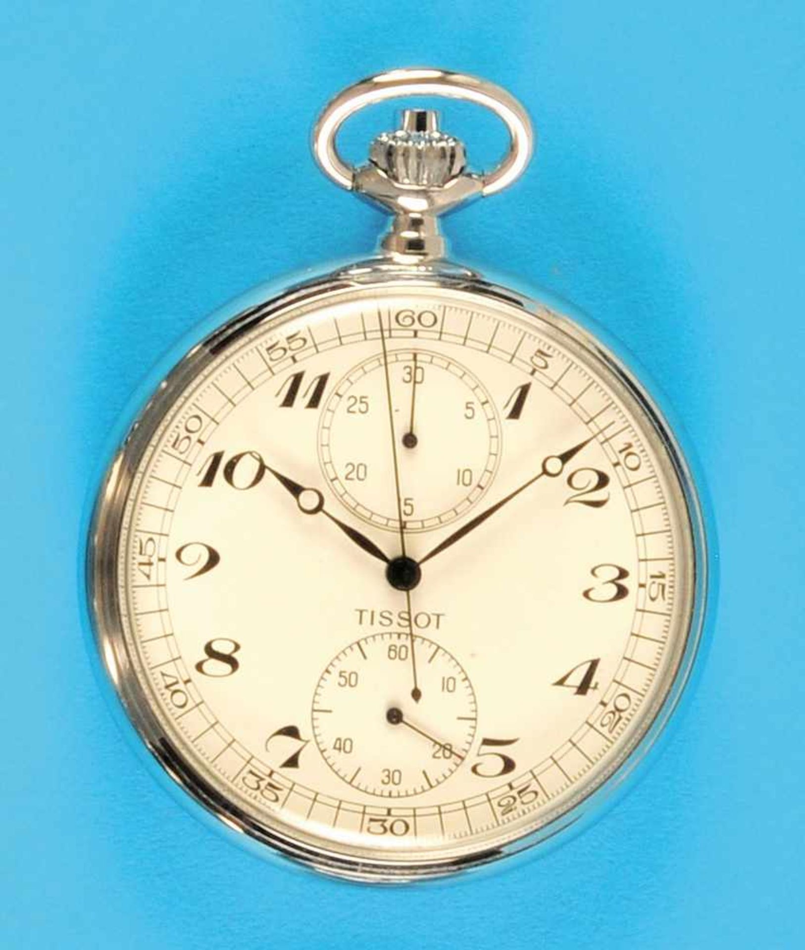 Tissot pocket watch with cronographTissot Taschenuhr mit Chronograph, beidseitig verglastes Gehäuse, - Bild 2 aus 2