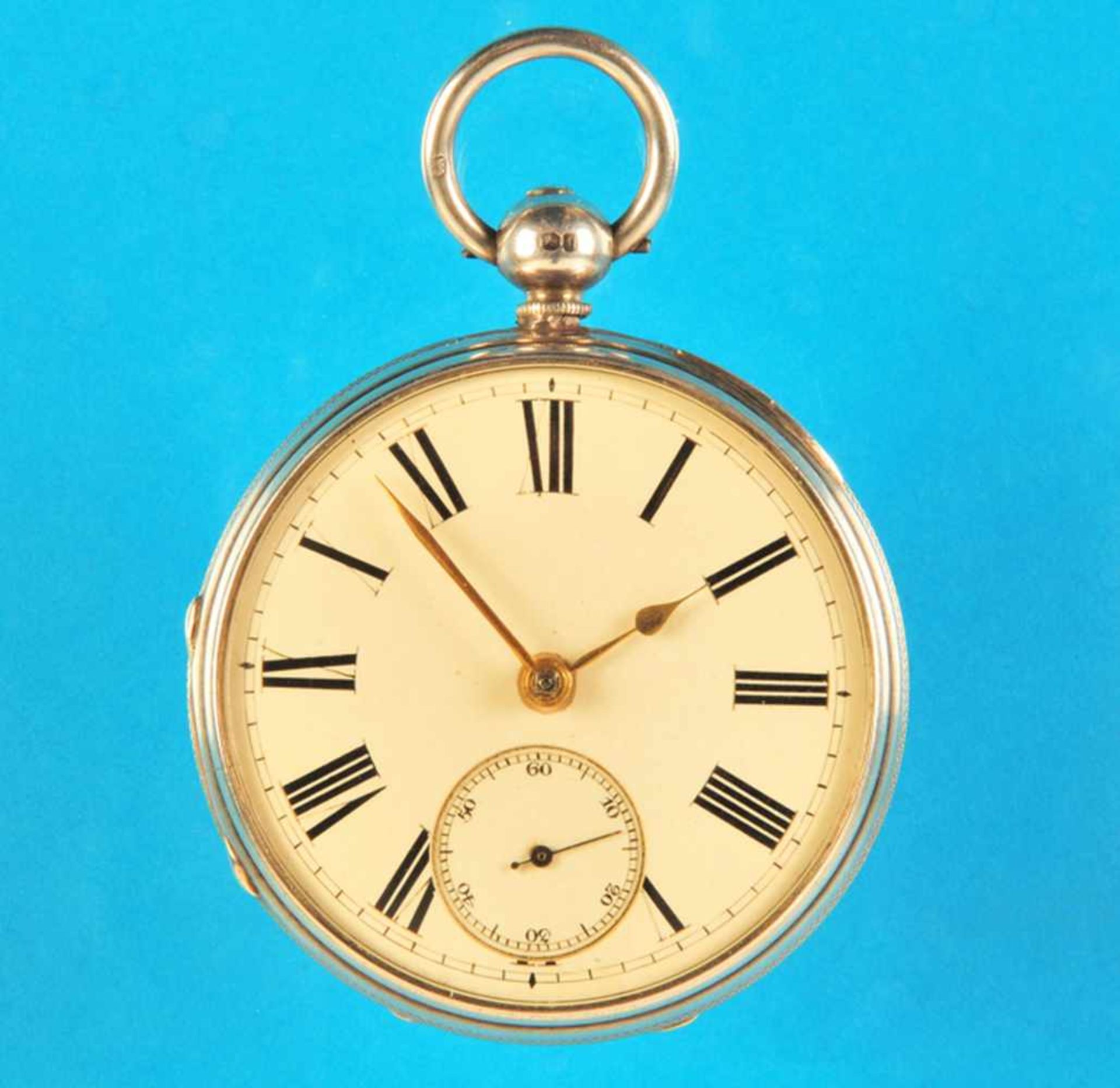 English siler pocket watchEnglische Silbertaschenuhr, doppelbödiges Gehäuse, Emailzifferblatt mit