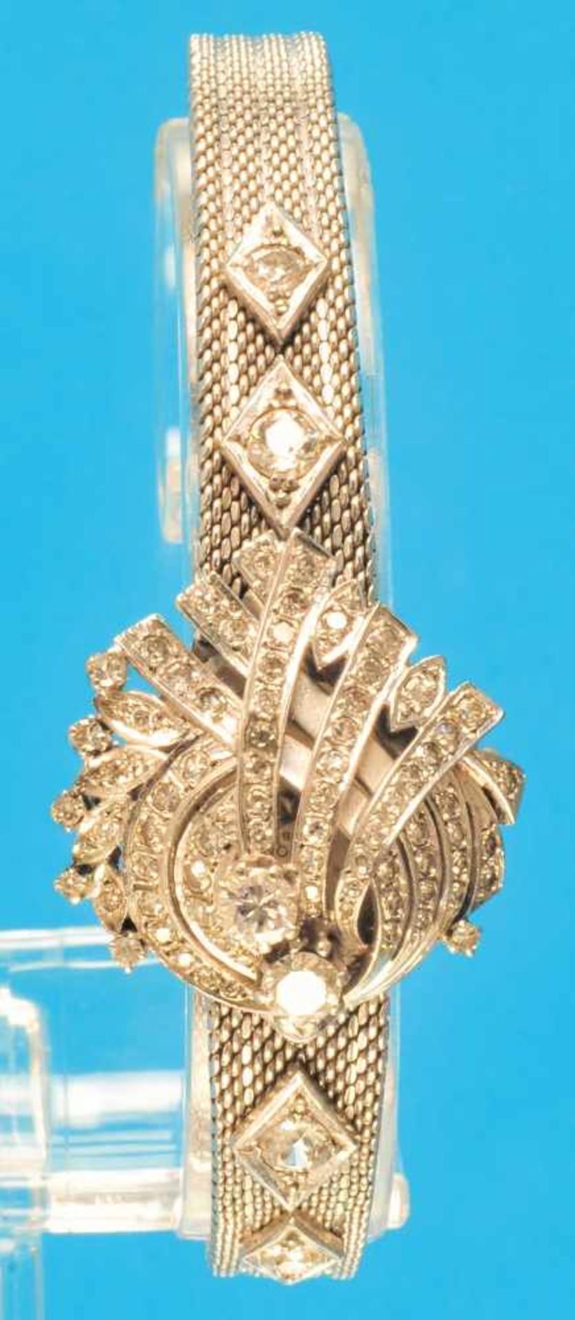 Ladies whitegolden wristwatch with diamonds, AcronDamen Weißgold- Armbanduhr mit Diamantbesatz und
