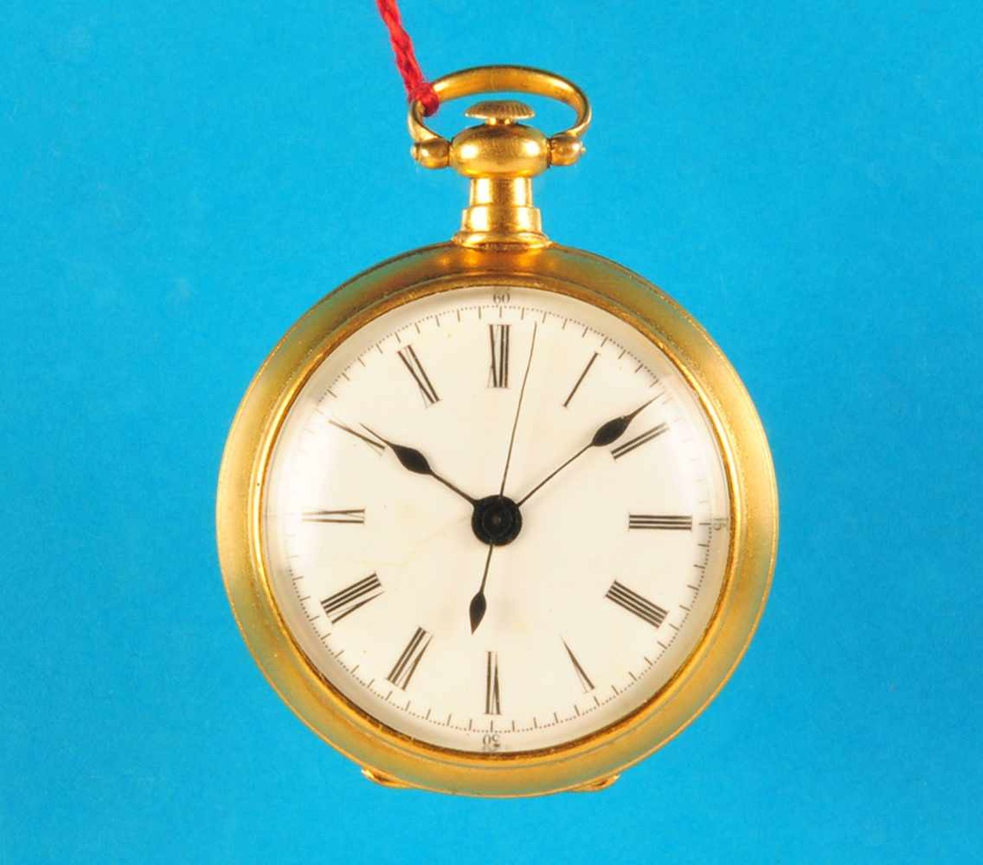 Small gold plated pocket watchKleine vergoldete Taschenuhr für den chinesischen Markt, glattes