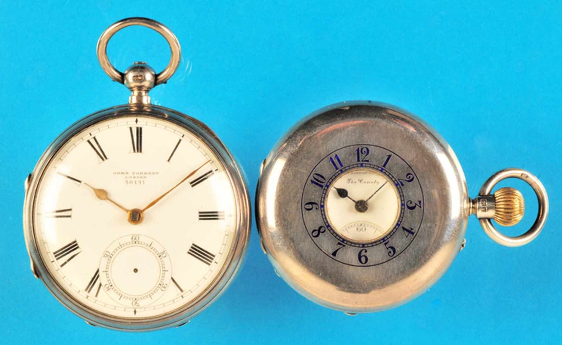 Bundle with 2 english silver pocket watchesKonvolut mit 2 englischen Silbertaschenuhren, John