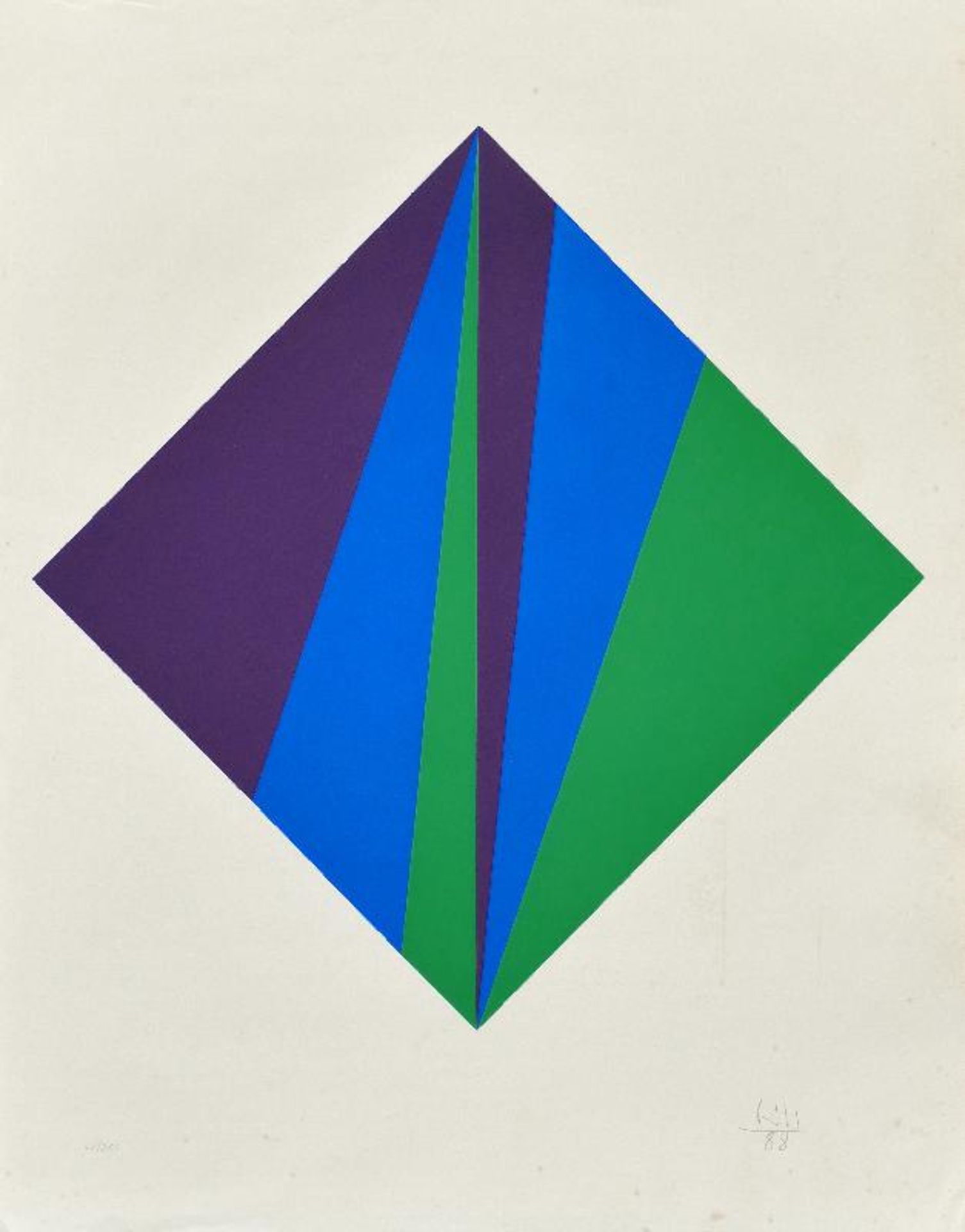 Bill, Max (Winterthur 1908 - 1994 Berlin)(Quadrat in Violett, Blau und Grün)Farbserigraphie, 1988,