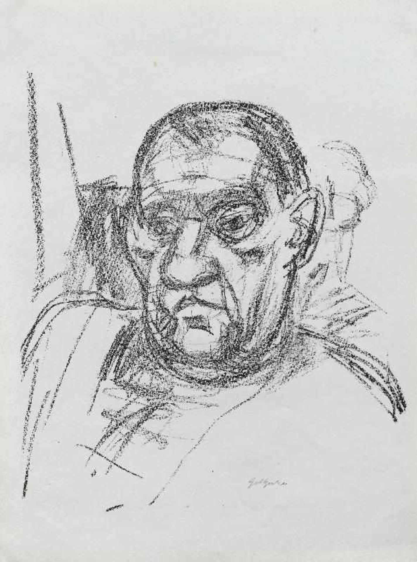 Goltzsche, Dieter (geb. 1934 in Dresden, lebt in Berlin)Porträt Fritz CremerBlatt aus der Mappe: