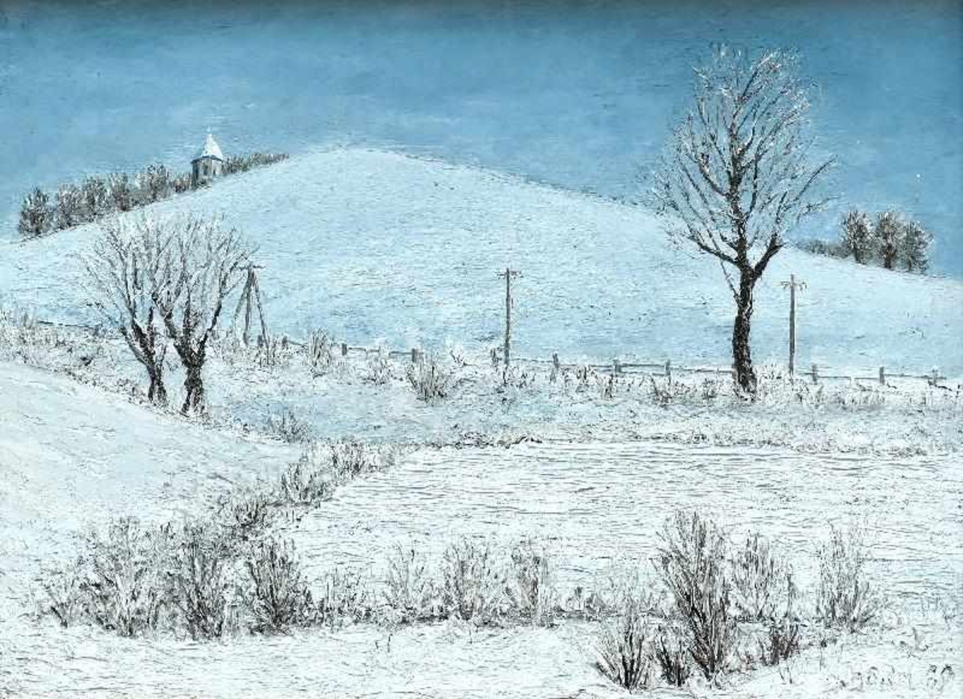 Horn, Harry (geb. 1929 in Berlin, lebt in Berlin)(Winterlandschaft)Ölfarben auf Hartfaserplatte,