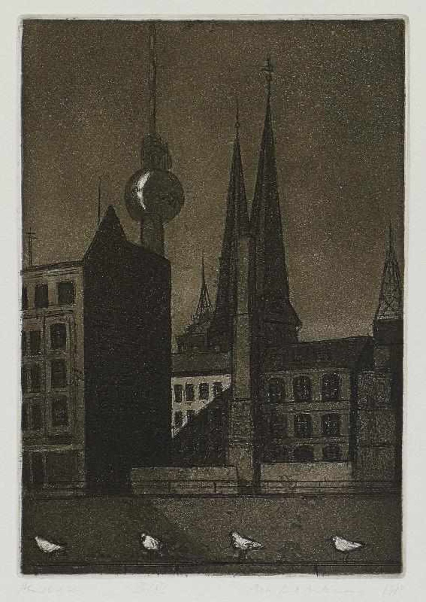 Butzmann, Manfred (geb. 1942 in Potsdam, lebt in Potsdam)AbendlichtRadierung, Aquatinta, 1984, 298 x