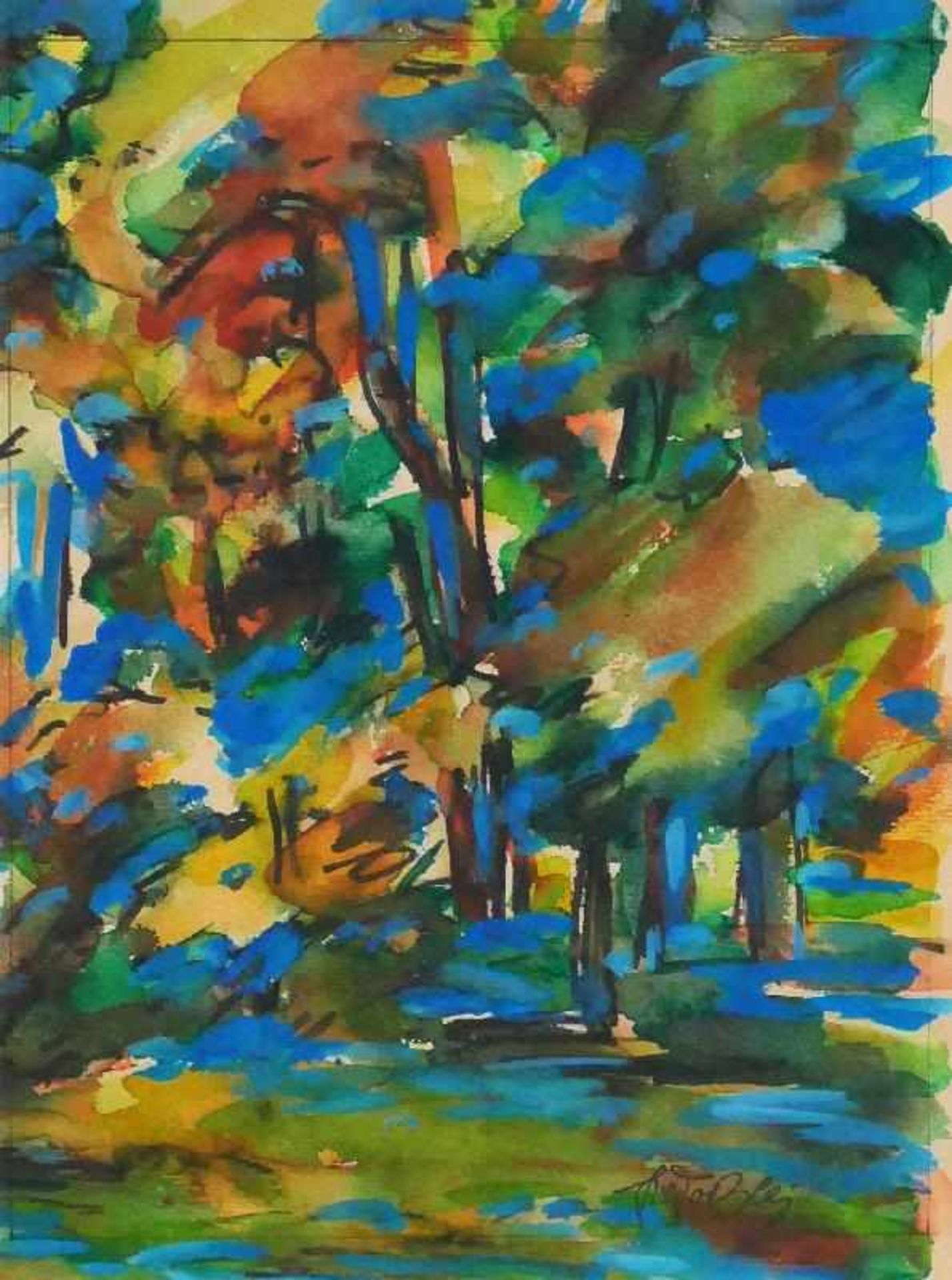 Bley, Fredo (Obermylau 1929 - 2010 Reichenbach/Vogtland)SommerAquarell, um 1985, 300 x 228, sign.