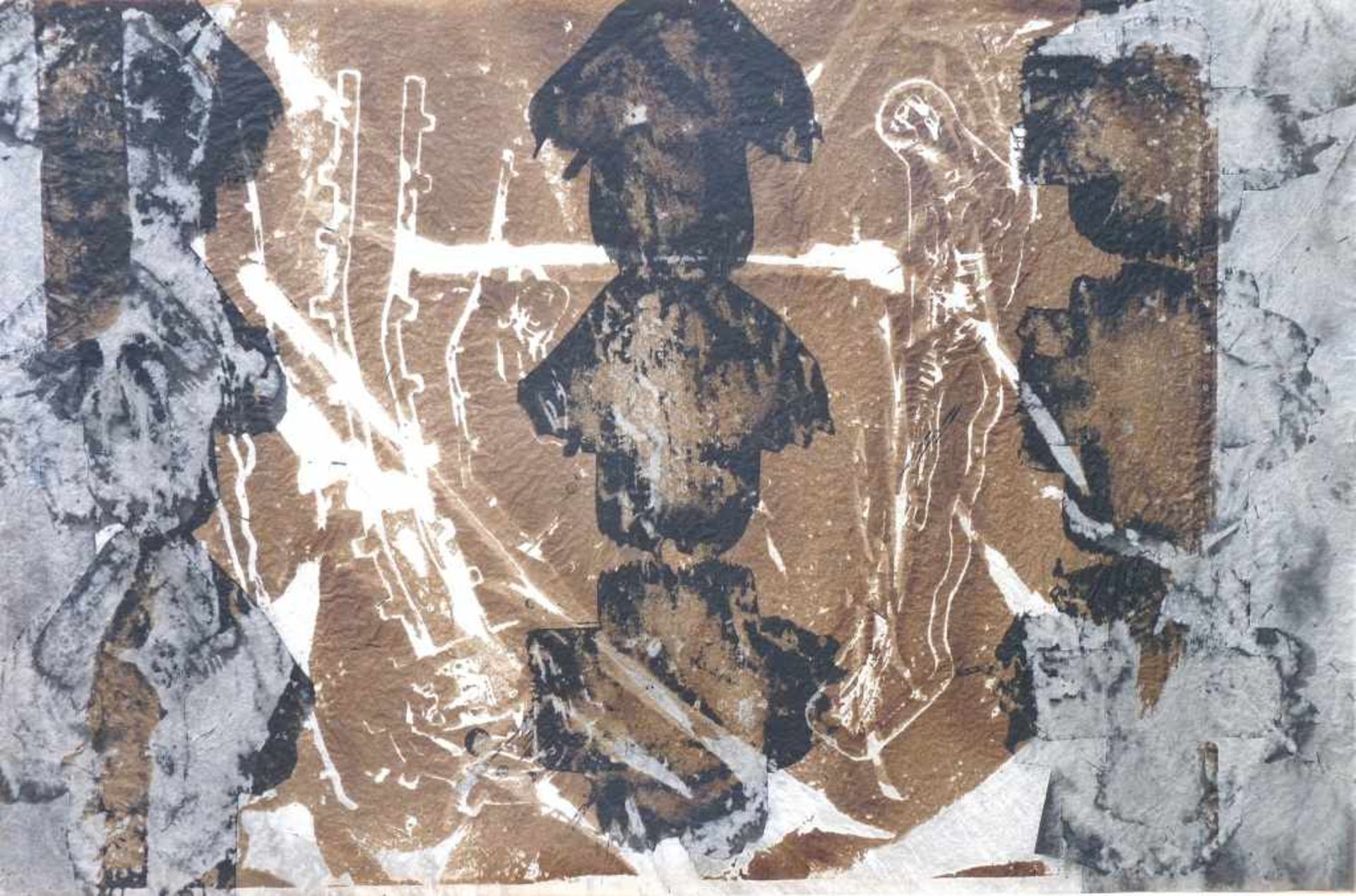 MORGNER, MICHAEL: "Figur und Pfeile", o.J.Tusche und Asphaltlack auf Japan49,0 x 74,5