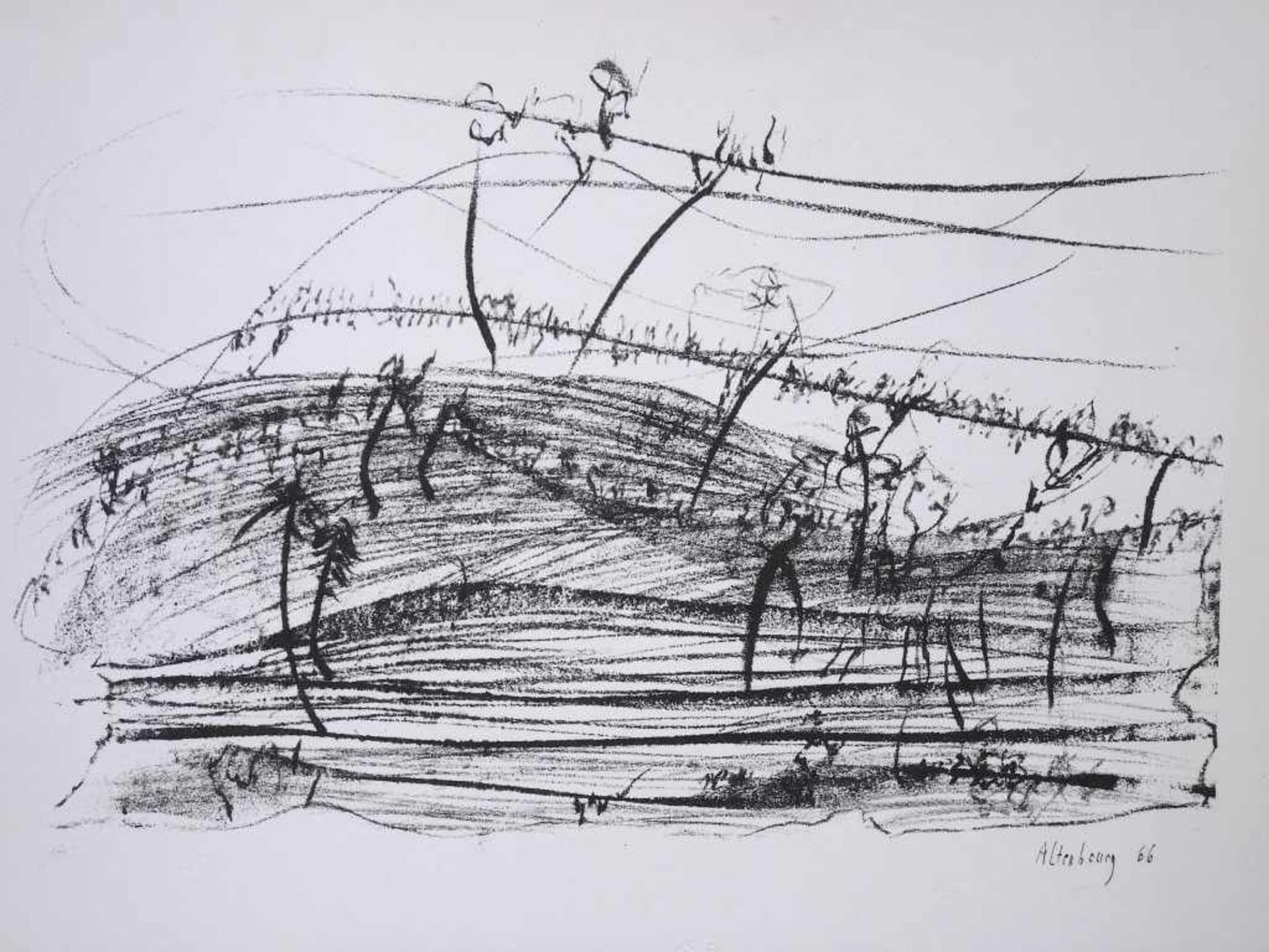 ALTENBOURG, GERHARD (Gerhard Ströch): "terra, terra et aethera", 1966Lithografie auf dünnem