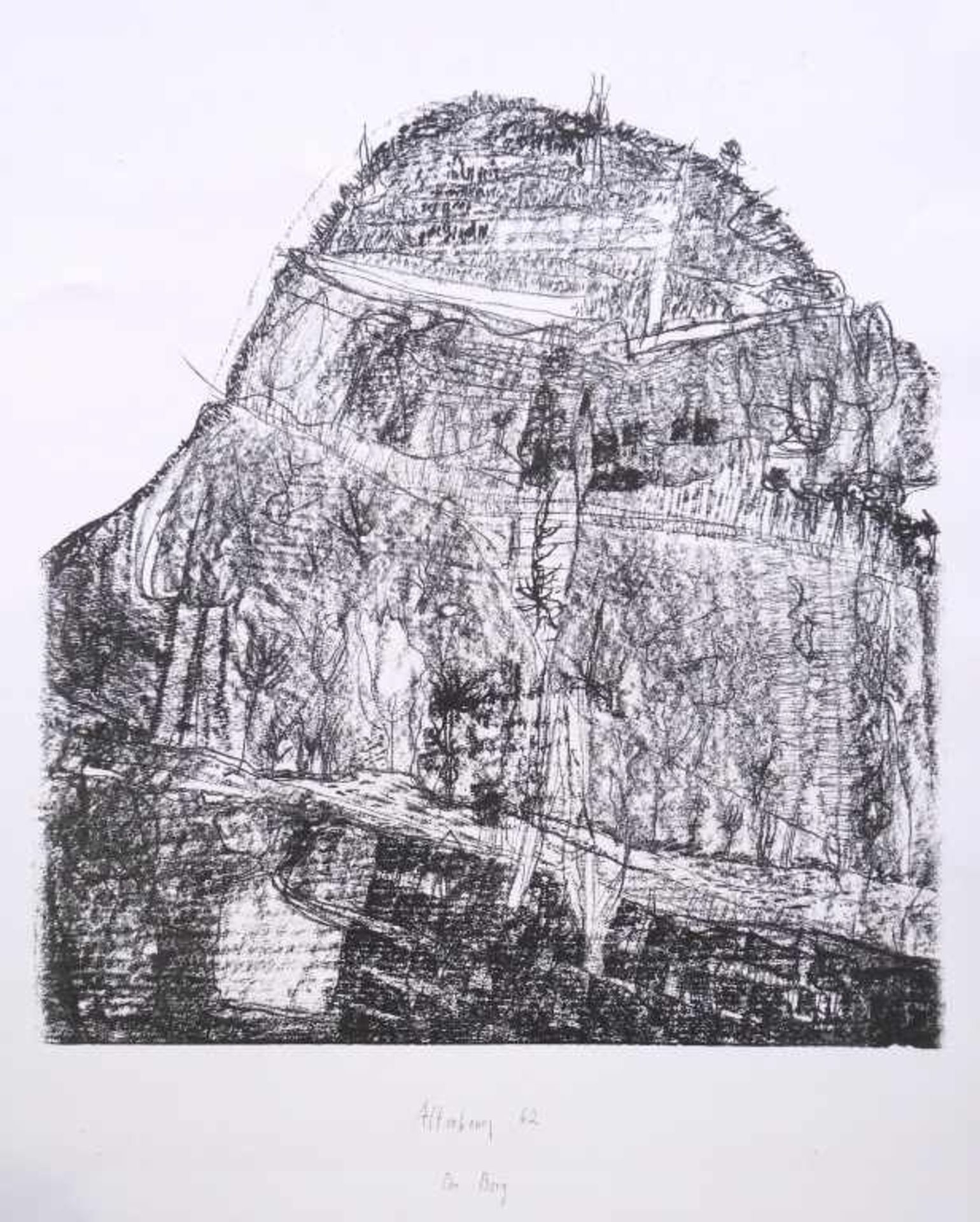 ALTENBOURG, GERHARD (Gerhard Ströch): "Der Berg", 1962Lithografie auf Büttenkarton32,8 x 30,4 (62,