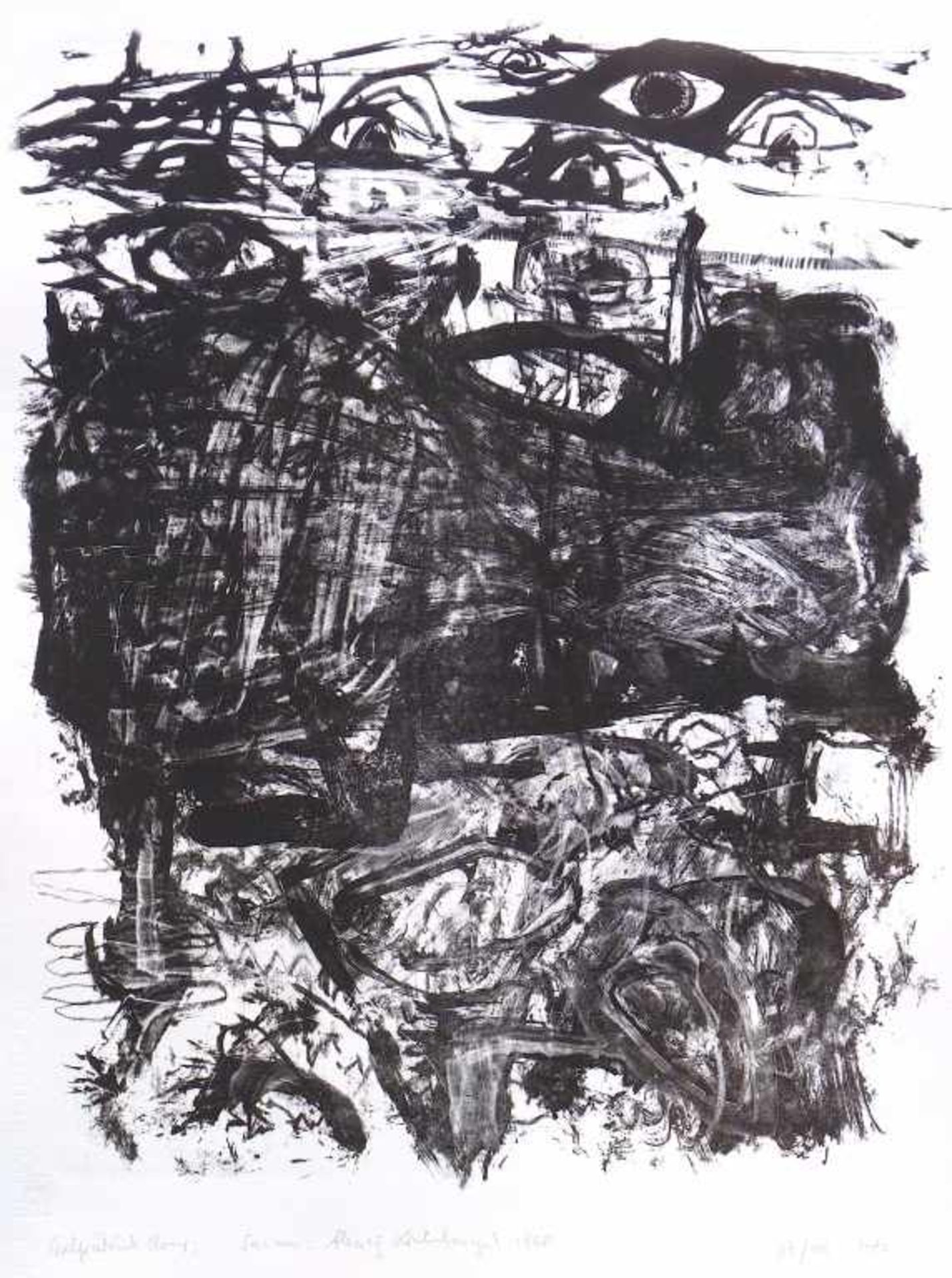 CLAUS, CARLFRIEDRICH: "Sa-um: Alexej Krutschonych 1968", 1987Lithografie auf Bütten45,6 x 35,9 (53,3