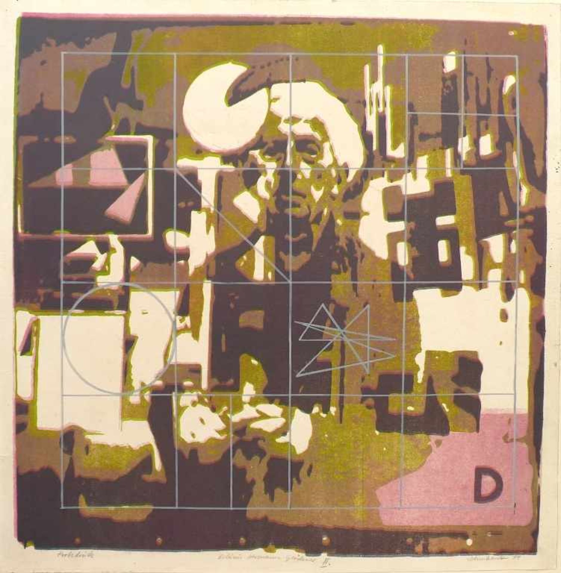 DENNHARDT, KLAUS: "Bidnis Hermann Glöckner II", 1974Farbserigrafie auf Velin57,0 x 55,8 (60,8 x 59,