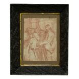 Painter of the XVII Century Jesus and St. Peter 40 X 30 Drawing in sanguine in frame