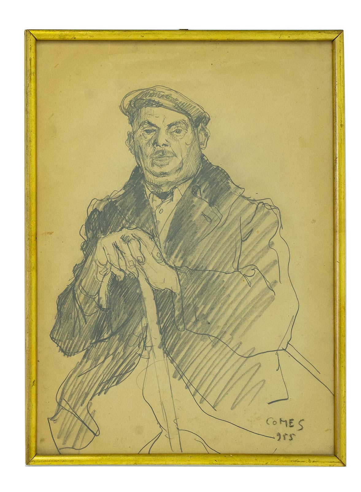 Comes Carmelo (Catania 1905-1988 Catania) Mann with stick 1955 50X37 Pencil on paper