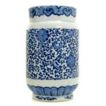 Vase with blue decorations, China, early XIX century. H cm 23, base 10.5 x 12. Yarn