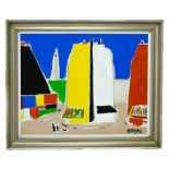 Monachesi Sante (Macerata 1910- 1991 Roma) Urban Landscape 40X49 Oil painting on canvas. Signed on