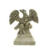 Eagle in white stone of Noto, XVIII Century. H 63 base 38 X 38