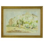 Comes Carmelo (Catania 1905-1988 Catania)Taormina 37X50 Watercolor on cardstock. Not signed