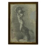 Italian painter of the XX Century, Fragment depicting Venus and Cupid. 52X34 pencil drawing
