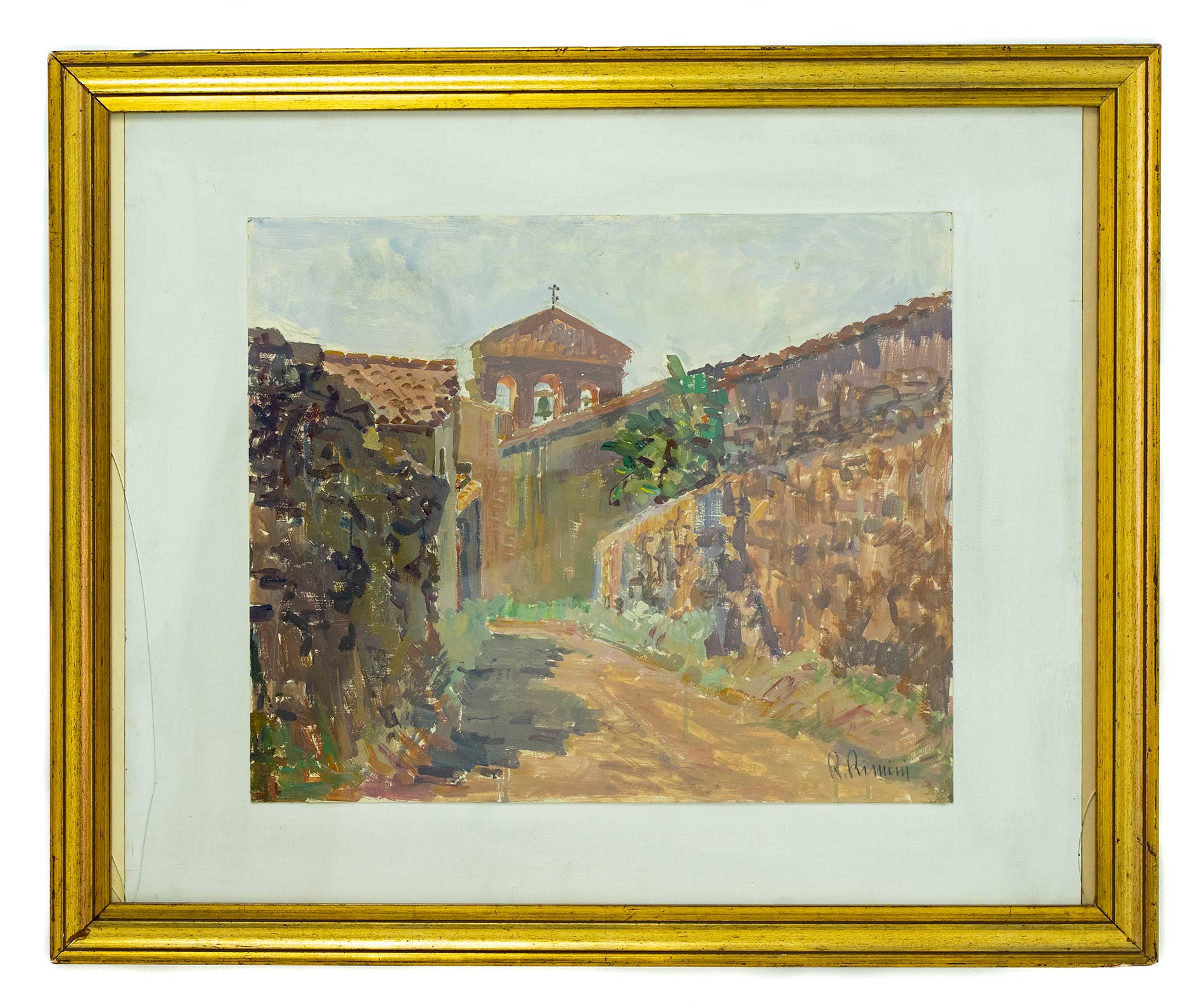 Rimini Roberto (Palermo 1988 - 1971 Acitrezza) Glimpse of the Mascalucia village 45,5X 54,5 Oil on