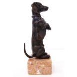 Sculptor of the XX century, Dog on two legs. Bronze sculpture with marble base. H Cm 27