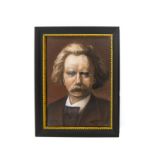 Painter of XIX Century. Portrait of Edvard Grieg. 39x30, pastel on pressed cardboard.