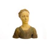 Half-length of woman in terracotta. XVIII Century, Tuscany. H cm 46, base cm 40