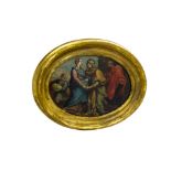 Italian painter of the XVIII Century. Visitation of Virgin Mary. 14,5X19. Oil painting on board,