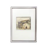 Dora Koehler, XX Century. Old houses and Etna, Scene of East. 16x19,5 Mixed technique