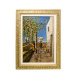 Neapolitan painter of early XX Century. Anacapri. 80x54, Oil painting on canvas. Restoration