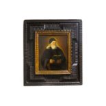 Italian painter of XIX Century, Monk with a book. 23x19, oil on metal.