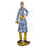 Statuette in polychroma majolica of Caltagirone. Sultan with sword. H cm 36. Dated 1958