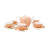 Giovanni Gariboldi - Richard Ginori. Tea set for six in semi -gloss pink enameled porcelain. .