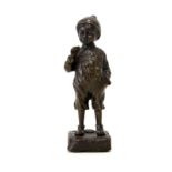 Sculptor of the XX century. Small child smoke. Bronze sculpture. H Cm 19