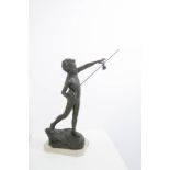 Neapolitan sculptor, early XX century. Young fisherman, antinomy sculpture. H cm 55