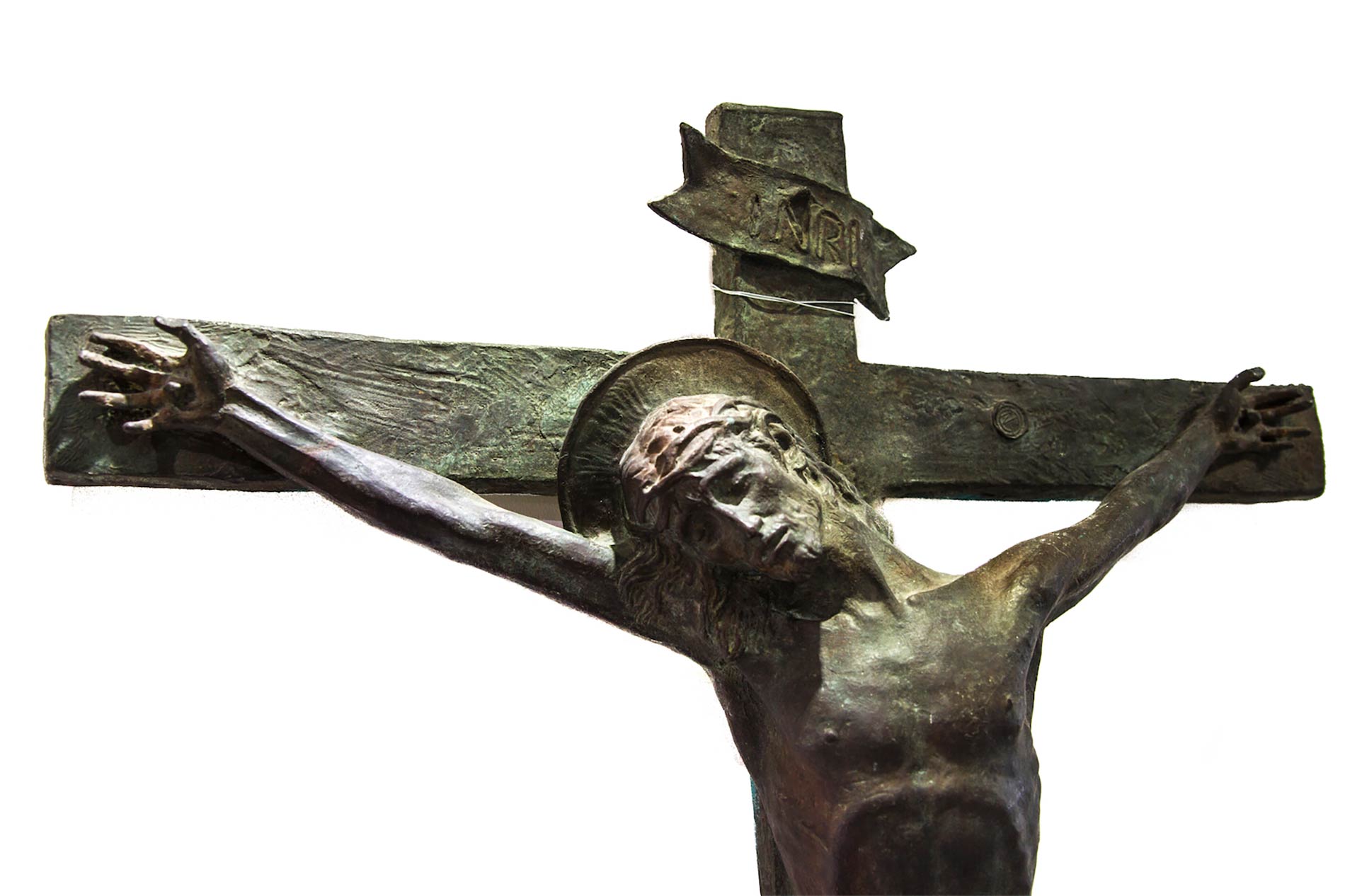 Nino Geraci (Palermo 1900-1980). Bronze crucifix. Cm 100x65