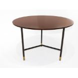 Arform, from the 60s. Designed by Paolo Tilche.Round, rosewood and lacquered metal brass table. Cm