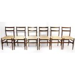 Cassina, designed by Gio Ponti , Leggera model, from the 50s. Set of six chairs with ash tree