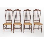 Sanguinetti, set of four lacquered wood chairs. H 113x40. Ione has small restoration