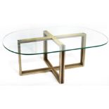 Romeo Rega. Chrome and brass table with glass top. H cm 74x100x200