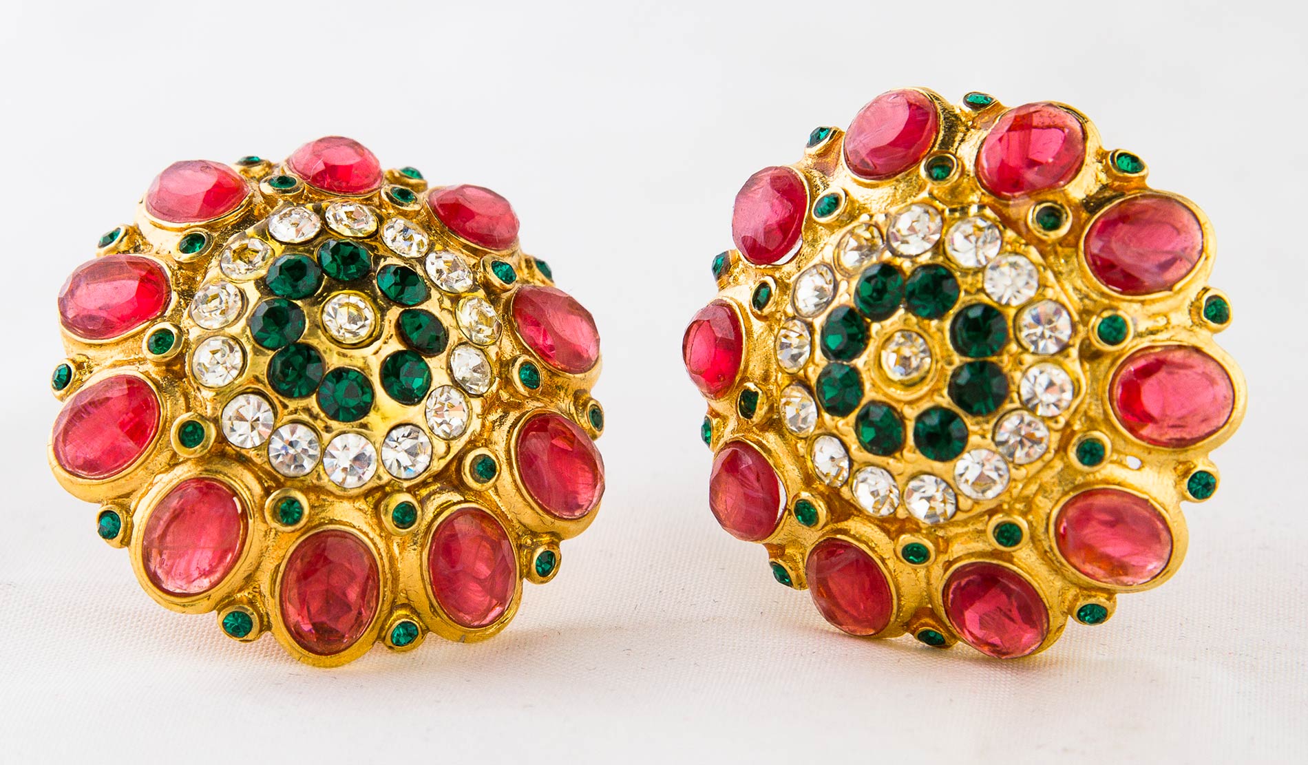 Cascio bijoux, Golden metal errings with colored stones - Image 2 of 3