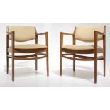 Two wooden and fabric chairs, G.Ponti Style, from the 60s. Cm 73x58x45