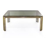 Romeo Rega, brass chrome fume glass coffee table. H cm 45 x cm 120 x 60. Oxidation