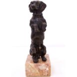 Sculptor of the XX century, Dog on two legs. Bronze sculpture with marble base. H Cm 27