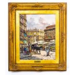 G.Perugino (1932). Urban street. 50cm x 37cm, oil paint on wood